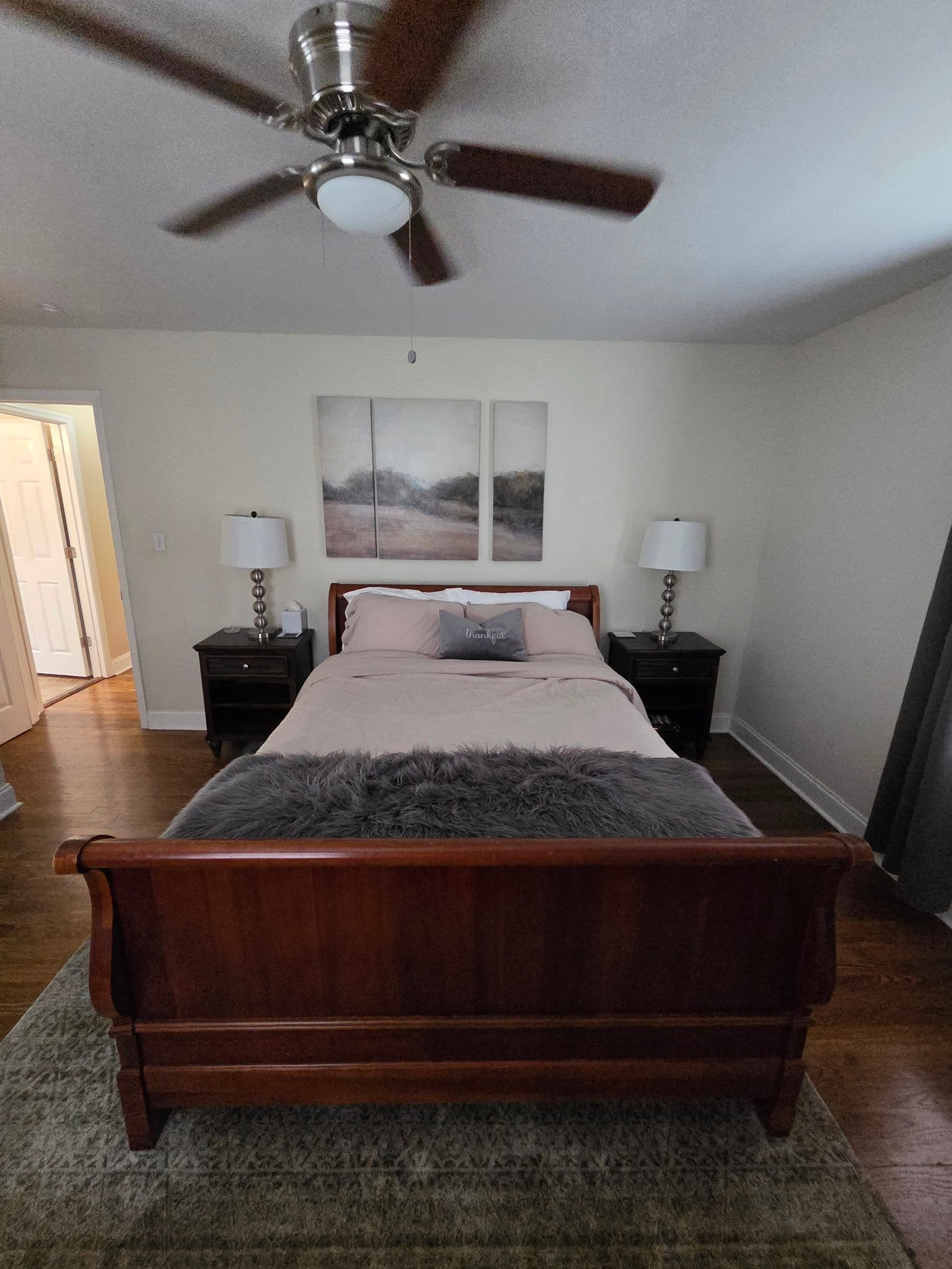 A bedroom made up and finished after a Sunshine clean